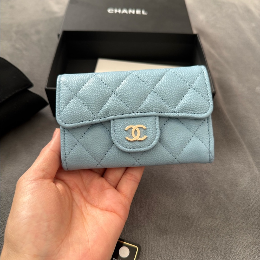 CHANEL Blue Quilted Wallet